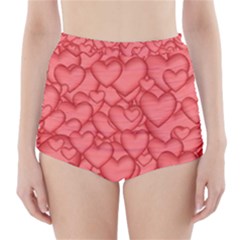 Background Hearts Love High-waisted Bikini Bottoms by Nexatart