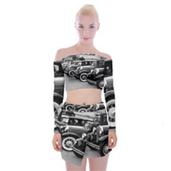 Vehicle Car Transportation Vintage Off Shoulder Top With Mini Skirt Set by Nexatart