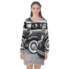 Vehicle Car Transportation Vintage Long Sleeve Chiffon Shift Dress  by Nexatart