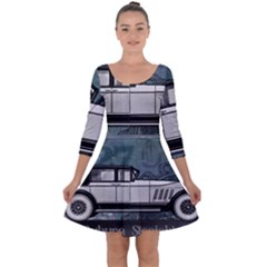 Vintage Car Automobile Auburn Quarter Sleeve Skater Dress by Nexatart