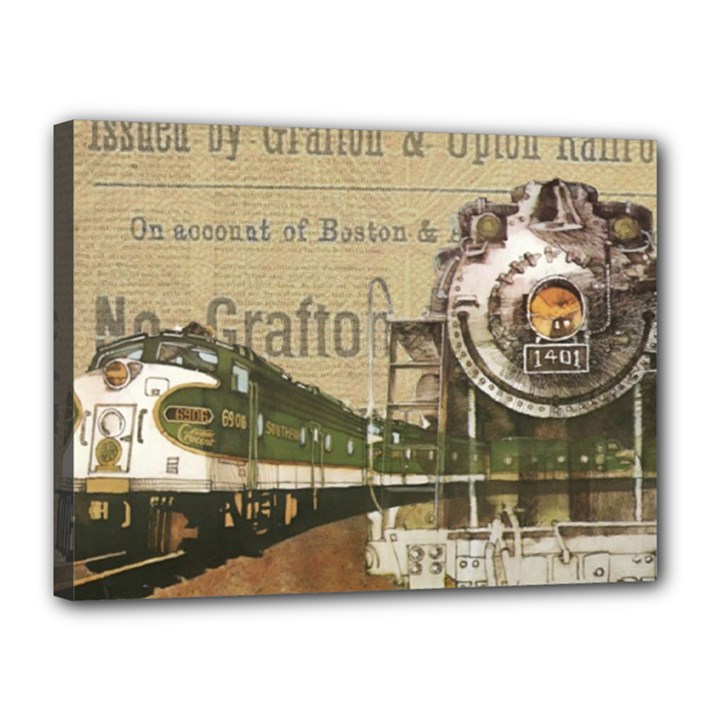 Train Vintage Tracks Travel Old Canvas 16  x 12 