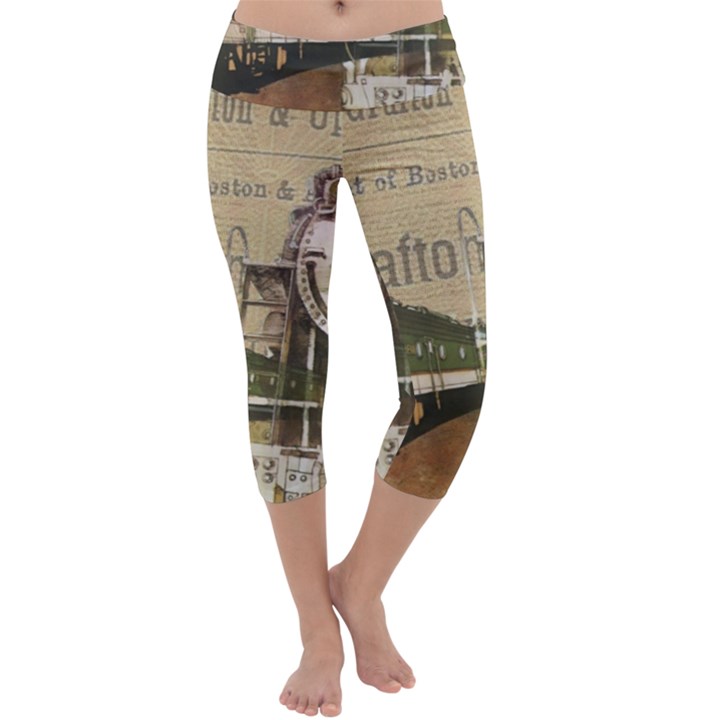 Train Vintage Tracks Travel Old Capri Yoga Leggings