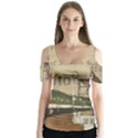 Train Vintage Tracks Travel Old Butterfly Sleeve Cutout Tee  View1