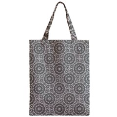 Grey Ornate Decorative Pattern Zipper Classic Tote Bag by dflcprints