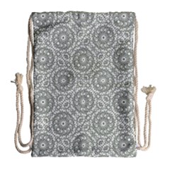 Grey Ornate Decorative Pattern Drawstring Bag (large) by dflcprints