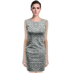 Grey Ornate Decorative Pattern Classic Sleeveless Midi Dress by dflcprints