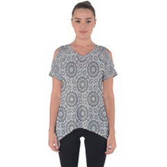 Grey Ornate Decorative Pattern Cut Out Side Drop Tee by dflcprints