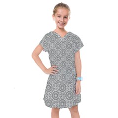 Grey Ornate Decorative Pattern Kids  Drop Waist Dress by dflcprints