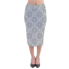 Grey Ornate Decorative Pattern Velvet Midi Pencil Skirt by dflcprints