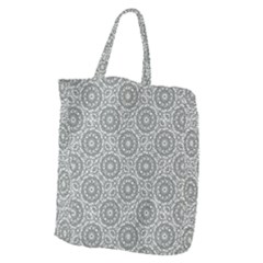 Grey Ornate Decorative Pattern Giant Grocery Zipper Tote