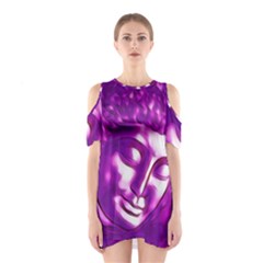 Purple Buddha Art Portrait Shoulder Cutout One Piece by yoursparklingshop