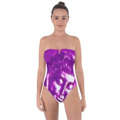 Purple Buddha Art Portrait Tie Back One Piece Swimsuit by yoursparklingshop