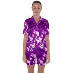 Purple Buddha Art Portrait Satin Short Sleeve Pyjamas Set by yoursparklingshop