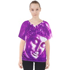 Purple Buddha Art Portrait V-neck Dolman Drape Top by yoursparklingshop