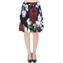 Red Roses print Velvet High Waist Skirt View1