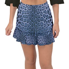 Blue Leopard Print Fishtail Mini Chiffon Skirt