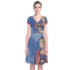 Java Indonesia Girl Headpiece Short Sleeve Front Wrap Dress by Nexatart