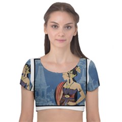 Java Indonesia Girl Headpiece Velvet Short Sleeve Crop Top 