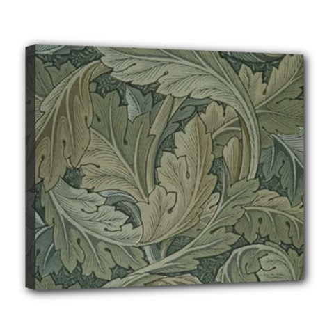 Vintage Background Green Leaves Deluxe Canvas 24  X 20   by Nexatart