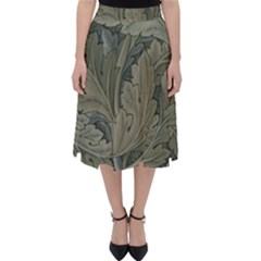 Vintage Background Green Leaves Folding Skater Skirt by Nexatart