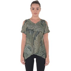 Vintage Background Green Leaves Cut Out Side Drop Tee by Nexatart