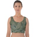 Vintage Background Green Leaves Velvet Crop Top View1