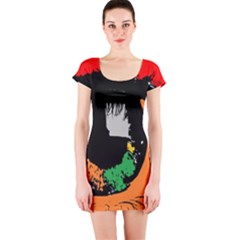 Eyes Makeup Human Drawing Color Short Sleeve Bodycon Dress by Nexatart