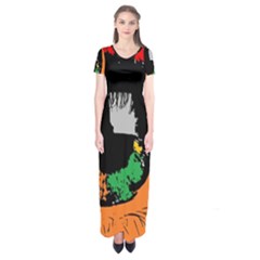 Eyes Makeup Human Drawing Color Short Sleeve Maxi Dress by Nexatart