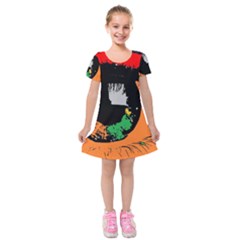 Eyes Makeup Human Drawing Color Kids  Short Sleeve Velvet Dress by Nexatart