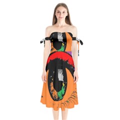 Eyes Makeup Human Drawing Color Shoulder Tie Bardot Midi Dress by Nexatart