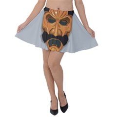 Mask India South Culture Velvet Skater Skirt by Nexatart