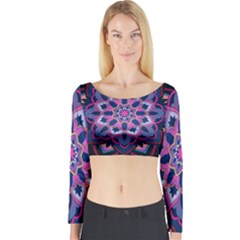 Mandala Circular Pattern Long Sleeve Crop Top