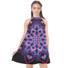 Mandala Circular Pattern Halter Neckline Chiffon Dress  by Nexatart