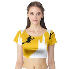 Castle Cat Evil Female Fictiona Short Sleeve Crop Top by Nexatart