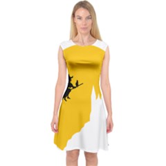 Castle Cat Evil Female Fictiona Capsleeve Midi Dress by Nexatart