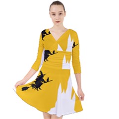 Castle Cat Evil Female Fictiona Quarter Sleeve Front Wrap Dress by Nexatart