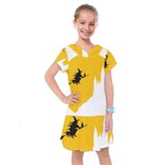 Castle Cat Evil Female Fictiona Kids  Drop Waist Dress by Nexatart