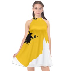 Castle Cat Evil Female Fictiona Halter Neckline Chiffon Dress 