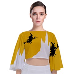 Castle Cat Evil Female Fictiona Tie Back Butterfly Sleeve Chiffon Top