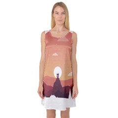 Design Art Hill Hut Landscape Sleeveless Satin Nightdress by Nexatart