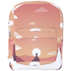 Design Art Hill Hut Landscape Full Print Backpack by Nexatart