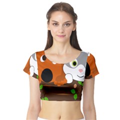 Baby Decoration Cat Dog Stuff Short Sleeve Crop Top by Nexatart