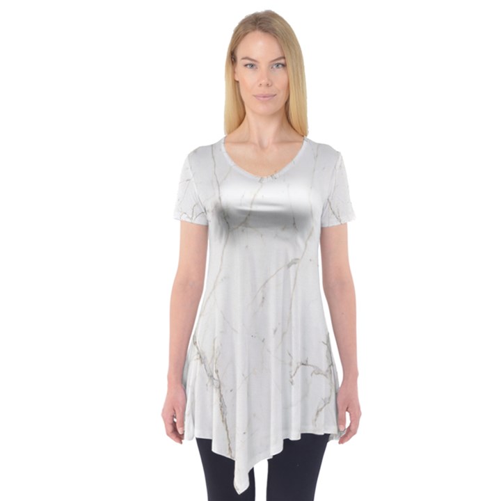 White Marble Tiles Rock Stone Statues Short Sleeve Tunic 