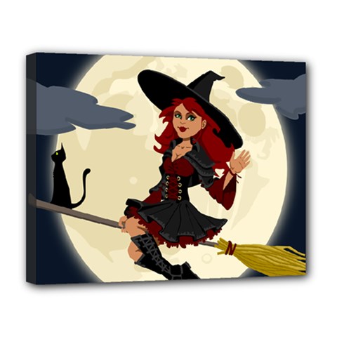 Witch Witchcraft Broomstick Broom Canvas 14  X 11  by Nexatart