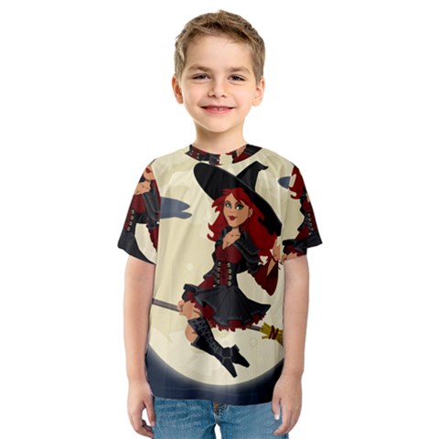 Witch Witchcraft Broomstick Broom Kids  Sport Mesh Tee by Nexatart