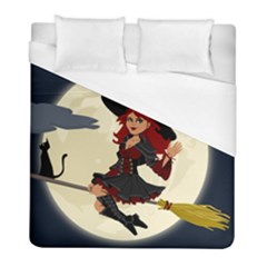 Witch Witchcraft Broomstick Broom Duvet Cover (full/ Double Size) by Nexatart