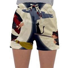 Witch Witchcraft Broomstick Broom Sleepwear Shorts by Nexatart