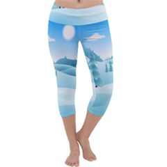 Landscape Winter Ice Cold Xmas Capri Yoga Leggings by Nexatart