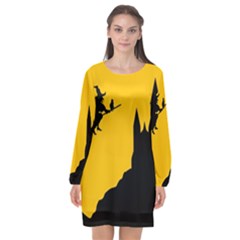 Castle Cat Evil Female Fictional Long Sleeve Chiffon Shift Dress  by Nexatart