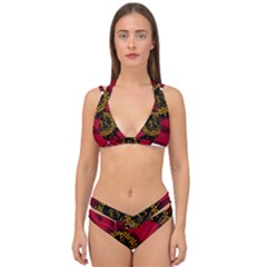 Floral Flower Petal Plant Double Strap Halter Bikini Set